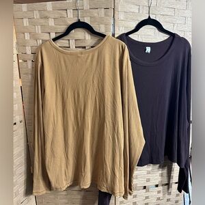 (2) NWOT Sz 4X Old Navy buttery soft Tan & Brown Long Sleeve Tops.Lightweight!!
